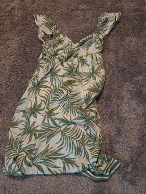 Tropical Green Palm-Print Women's Bodysuit Dress